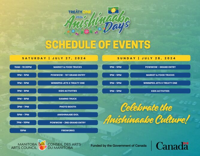 Treaty One 3rd Annual Anishinaabe Days – Schedule of Events