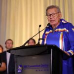 Chief Jim Bear receives the Lifetime Achievement Award at the Treaty One Gala